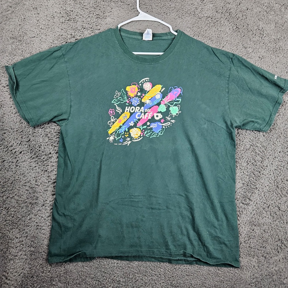 Starbucks Hora Del‎ Cafe Green XL T Shirt Mens Coffee Graphic Tee